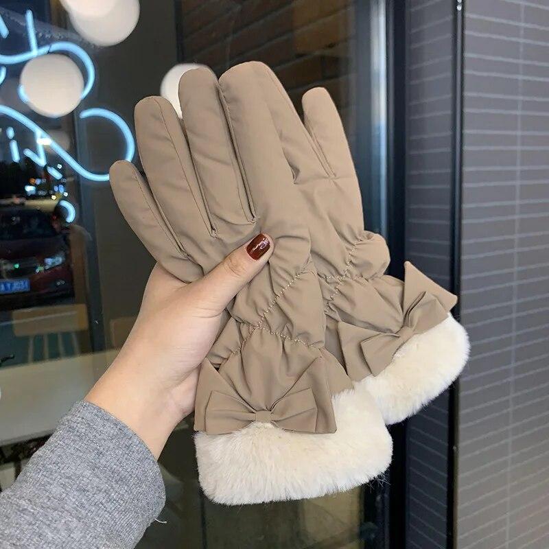 Handschuhe Damen Winter Verdickte Winddichte Handschuhe Winter Warm Halten Handschuhe khaki von Joom DACH
