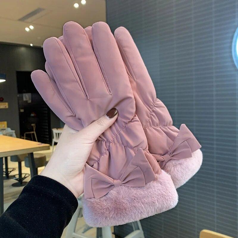 Handschuhe Damen Winter Verdickte Winddichte Handschuhe Winter Warm Halten Handschuhe rosa von Joom DACH