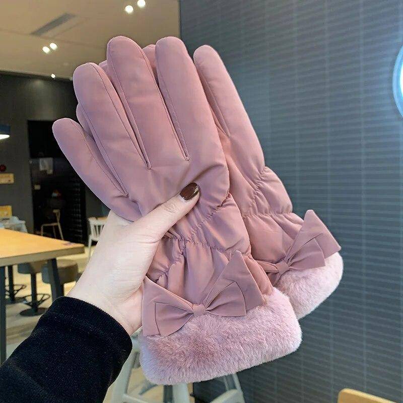 Handschuhe Damen Winter Verdickte Winddichte Handschuhe Winter Warm Halten Handschuhe rosa von Joom DACH