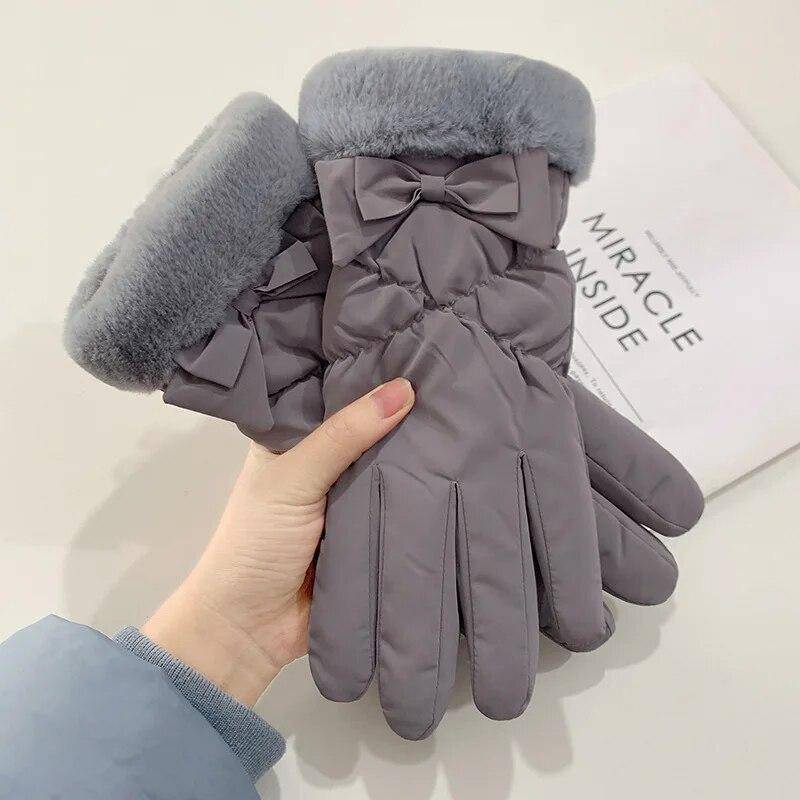 Handschuhe Damen Winter Verdickte Winddichte Handschuhe Winter Warm Halten Handschuhe grau von Joom DACH