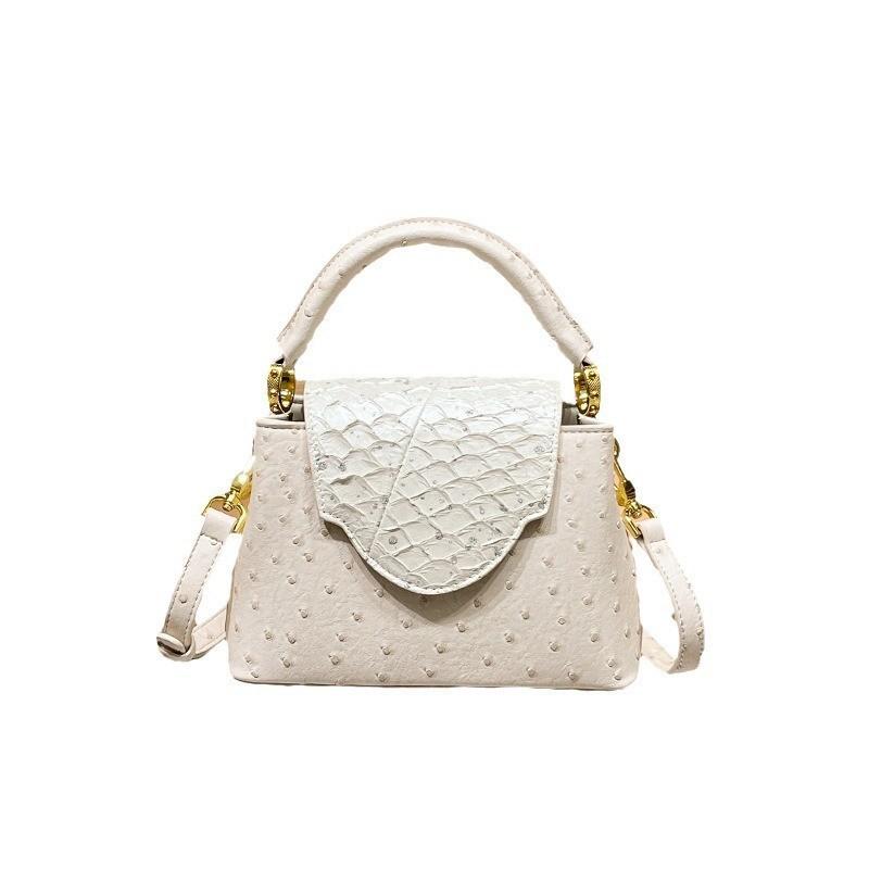 Handtasche aus Leder mit Straußenmuster für Damen Nischenmode Umhängetasche von Joom DACH