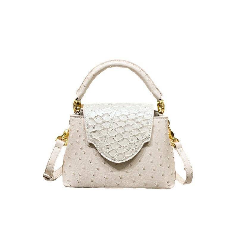 Handtasche aus Leder mit Straußenmuster für Damen Nischenmode Umhängetasche von Joom DACH