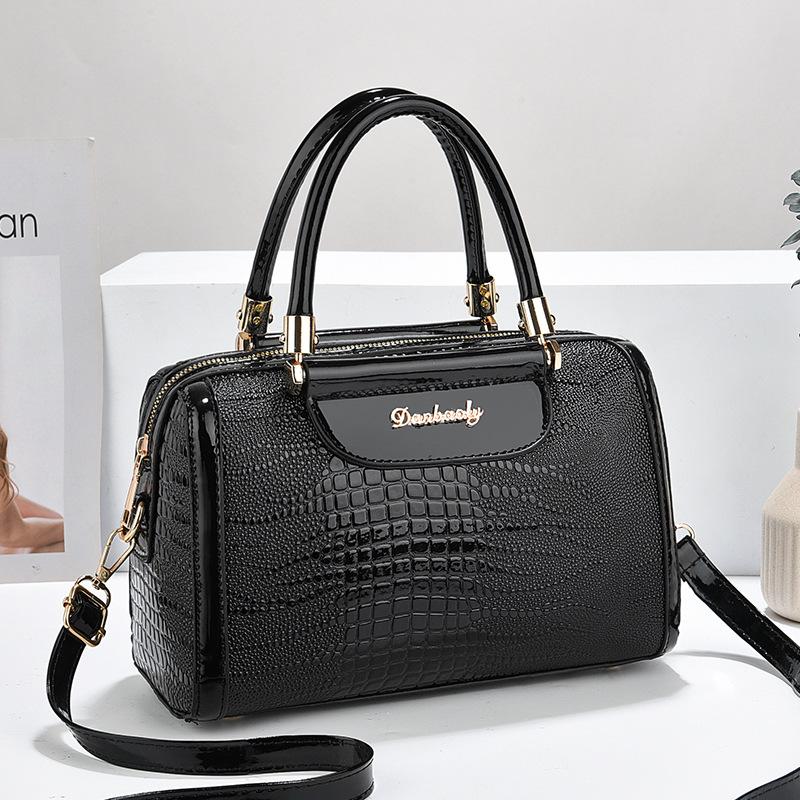 Handtasche mit Krokodilmuster für Damen, Umhängetasche aus PU-Leder, große Kapazität, Tragetasche mit Schultergurt, Damengeldbörse, Arbeitstasche mit Henkel schwarz von Joom DACH