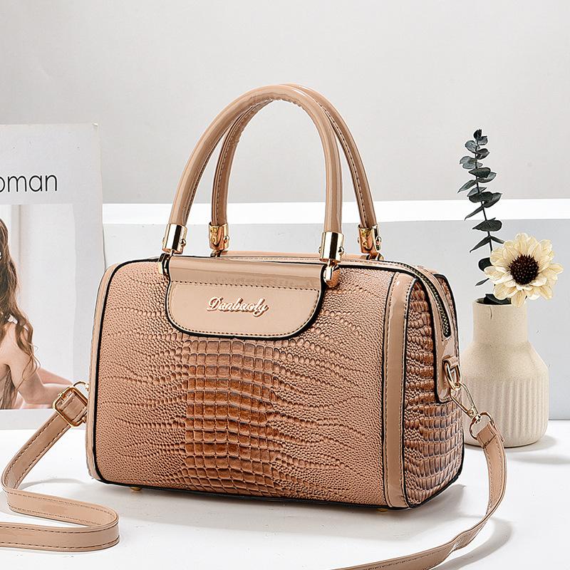 Handtasche mit Krokodilmuster für Damen, Umhängetasche aus PU-Leder, große Kapazität, Tragetasche mit Schultergurt, Damengeldbörse, Arbeitstasche mit Henkel khaki von Joom DACH