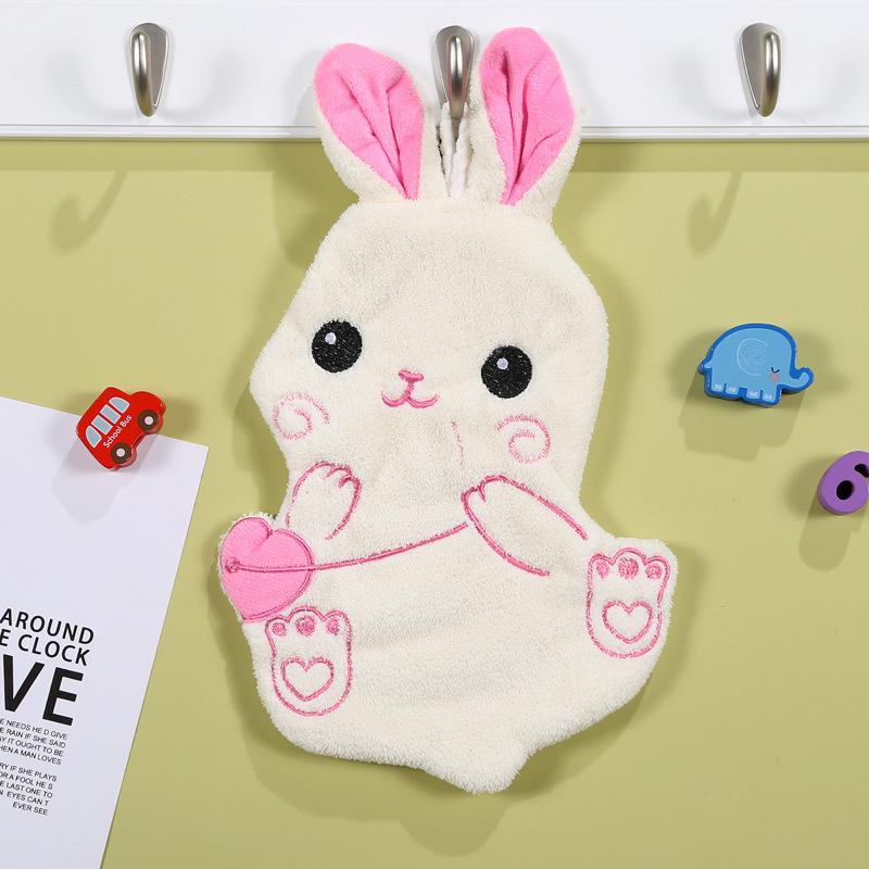 Handtuch in Cartoon-Tierform für Kinder, hochwertiger Korallensamt, saugfähig, für Küche und Bad, Geschirrtuch rosa von Joom DACH