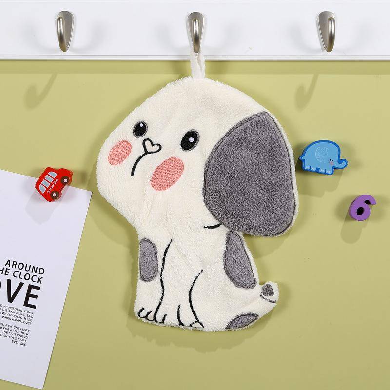 Handtuch in Cartoon-Tierform für Kinder, hochwertiger Korallensamt, saugfähig, für Küche und Bad, Geschirrtuch grau von Joom DACH
