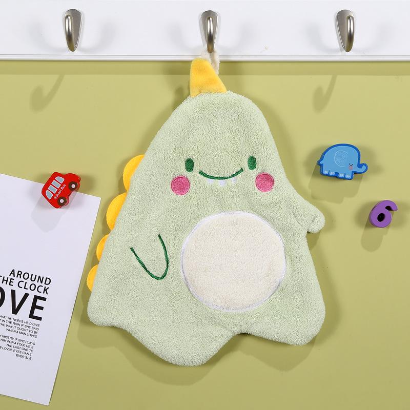 Handtuch in Cartoon-Tierform für Kinder, hochwertiger Korallensamt, saugfähig, für Küche und Bad, Geschirrtuch grün von Joom DACH