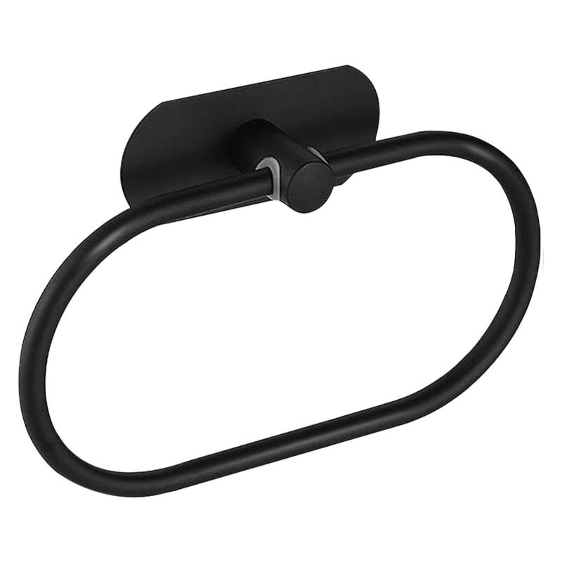 Handtuchring Edelstahl Wandmontage Stanzfreie Installation Modern Oval Handtuchhalter Schwarz schwarz von Joom DACH