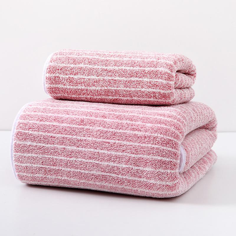Handtuchsets mit hoher Dichte, Badetücher mit breiten Streifen aus Korallenfleece, Bedruckte, saugfähige Handtücher, Verdickte, große Badetücher 70*140cm-Bath towel hellrosa von Joom DACH