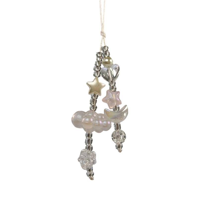 Handy-Charm-Riemen-Schlüsselanhänger, Kawaii-niedlicher Schlüsselanhänger, Lanyard-Schnur, schwarze Kreuzschleife, Perlenkette, Lanyard Y2K für Frauen und Mädchen 9 von Joom DACH