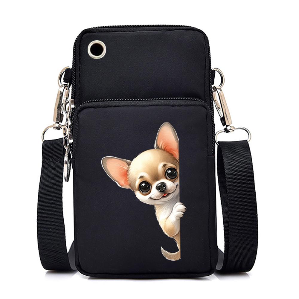 Handytasche mit lustigem Anime-Hunde-Print, Schulter-Umhängetasche, Damen und Herren, Münzgeldbörse, Handtasche, Tierliebhaber, kleine Umhängetasche von Joom DACH