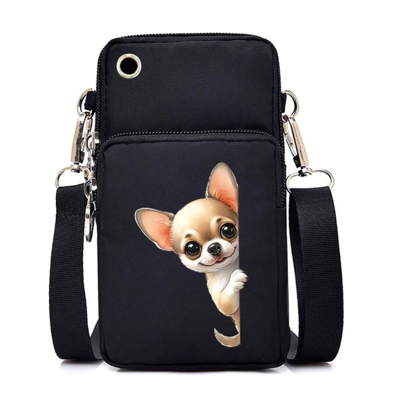 Handytasche mit lustigem Anime-Hunde-Print, Schulter-Umhängetasche, Damen und Herren, Münzgeldbörse, Handtasche, Tierliebhaber, kleine Umhängetasche von Joom DACH