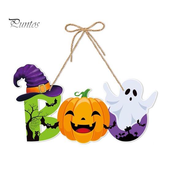 Happy Halloween Türschild, gruseliger Kürbis, Geist, Fledermaus, Skelett, für drinnen und draußen, Haustür, Wandbehang, Dekoration, Willkommen, Türschild, Zuhause, Partyzubehör von Joom DACH