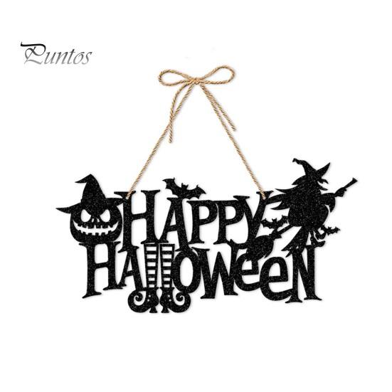 Happy Halloween Türschild, gruseliger Kürbis, Geist, Fledermaus, Skelett, für drinnen und draußen, Haustür, Wandbehang, Dekoration, Willkommen, Türschild, Zuhause, Partyzubehör von Joom DACH