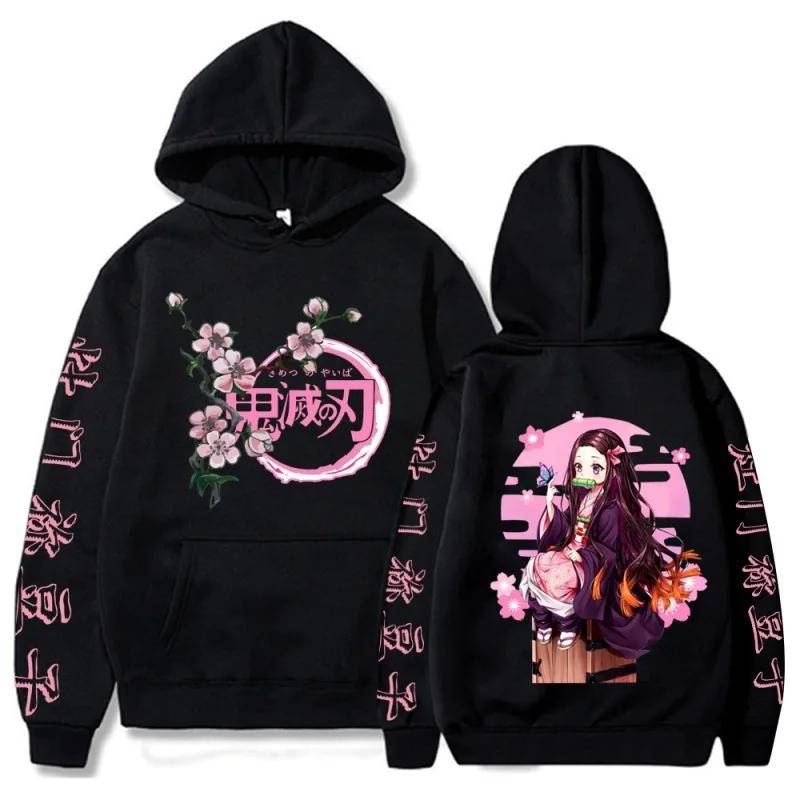 Harajuku Demon Slayer Übergröße Kapuzenpullover Kamado Nezuko Grafikdruck Damen Sweatshirts Langarm Mode Damen Streetwear L von Joom DACH