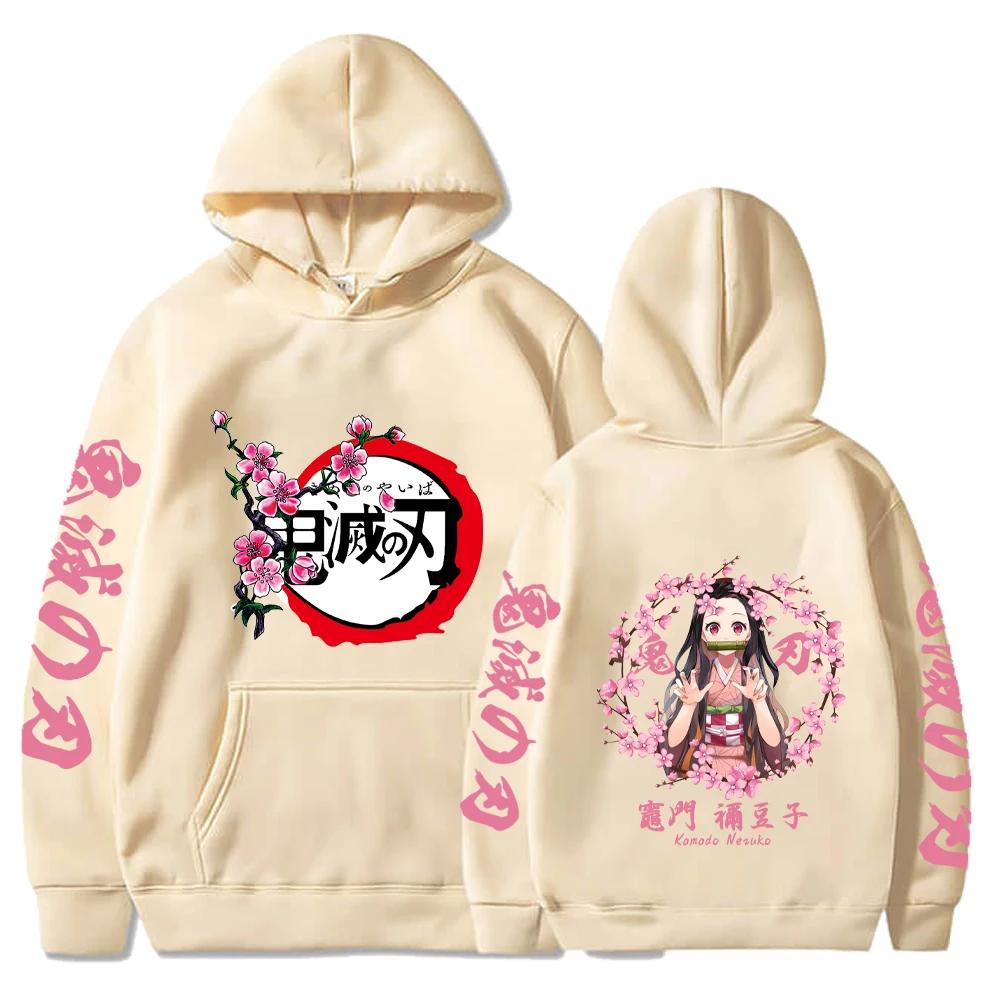 Harajuku Demon Slayer Übergröße Kapuzenpullover Kamado Nezuko Grafikdruck Damen Sweatshirts Langarm Mode Damen Streetwear M von Joom DACH