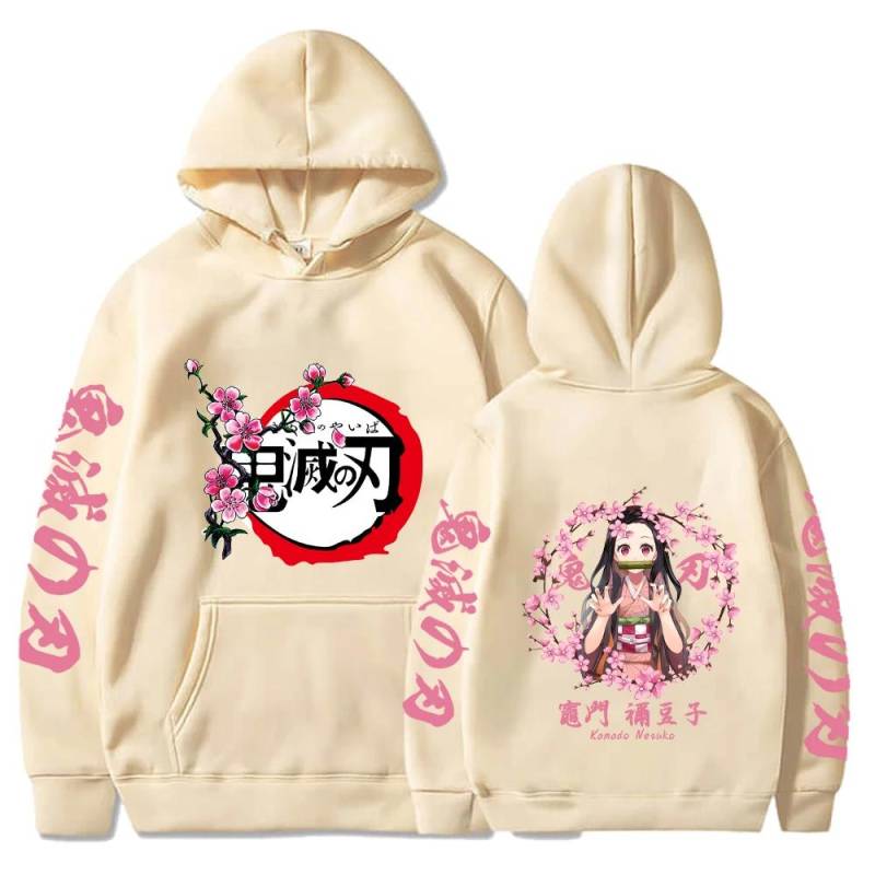 Harajuku Demon Slayer Übergröße Kapuzenpullover Kamado Nezuko Grafikdruck Damen Sweatshirts Langarm Mode Damen Streetwear M von Joom DACH