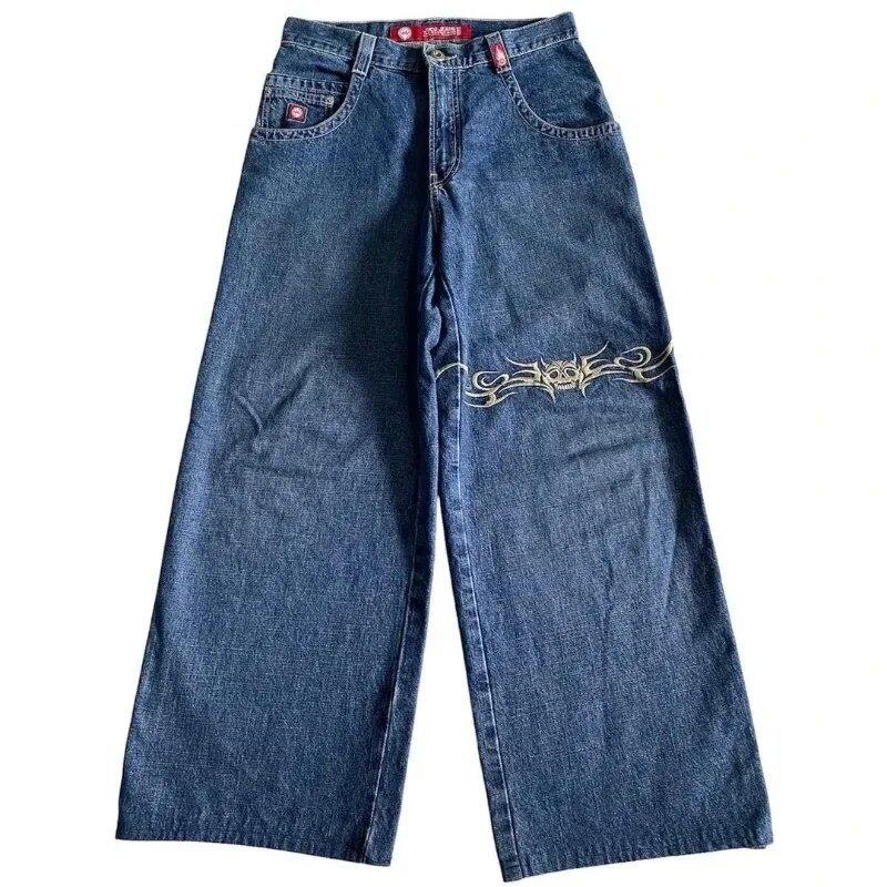Harajuku Jeans mit hoher Taille und geradem Bein und weitem Bein, modische, lässige, lockere Jeans mit großen Taschen XS blau Harajuku Jeans mit hoher Taille und geradem Bein und weitem Bein, modische, lässige, lockere Jeans mit großen Taschen XS blau von Joom DACH