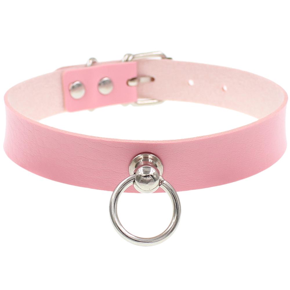 Harajuku Soft Girl O-Ring Choker Halskette - Punk Gothic PU Lederkette rosa von Joom DACH