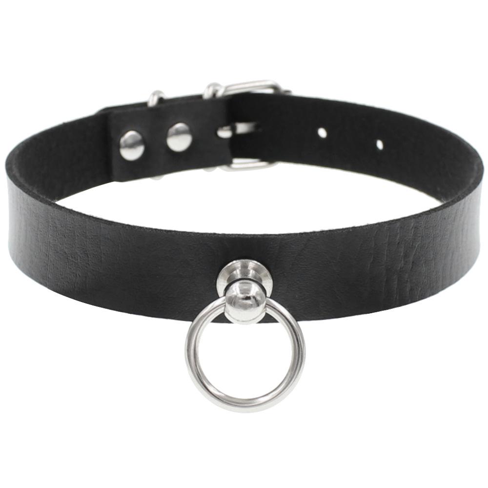Harajuku Soft Girl O-Ring Choker Halskette - Punk Gothic PU Lederkette schwarz von Joom DACH