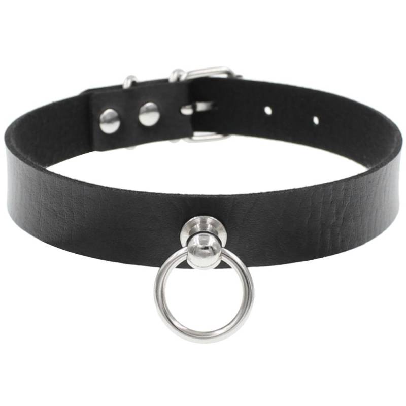 Harajuku Soft Girl O-Ring Choker Halskette - Punk Gothic PU Lederkette schwarz von Joom DACH