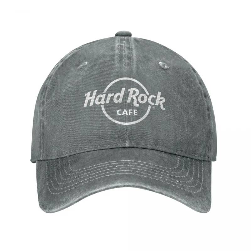 Hard Rock Logo Cafés Baseballkappe Vintage Distressed Denim Gewaschene Restaurant Bar Kappe Herren Damen Outdoor All Hat Adjustable graue von Joom DACH