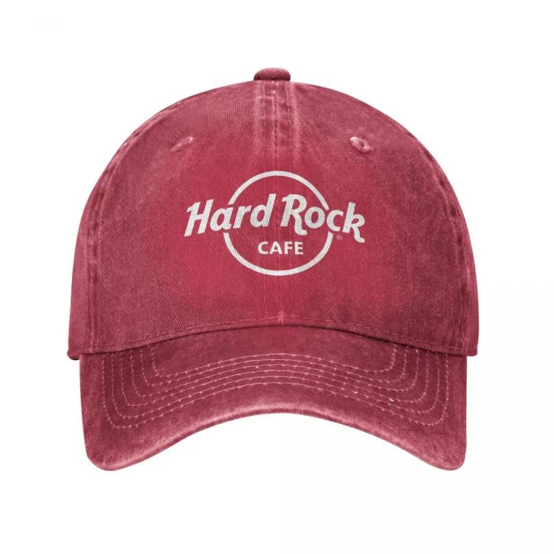 Hard Rock Logo Cafés Baseballkappe Vintage Distressed Denim Gewaschene Restaurant Bar Kappe Herren Damen Outdoor All Hat Adjustable rot von Joom DACH