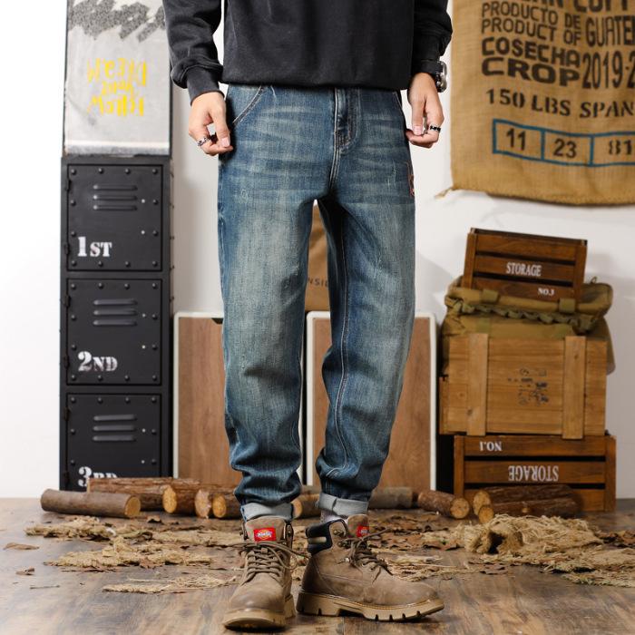 Haremjeans Herren Herbst Baumwolle Gerade Haremhose Herren Herbst Amerikanische Modemarke Jeans Herren Herbst Winter 38 blau von Joom DACH