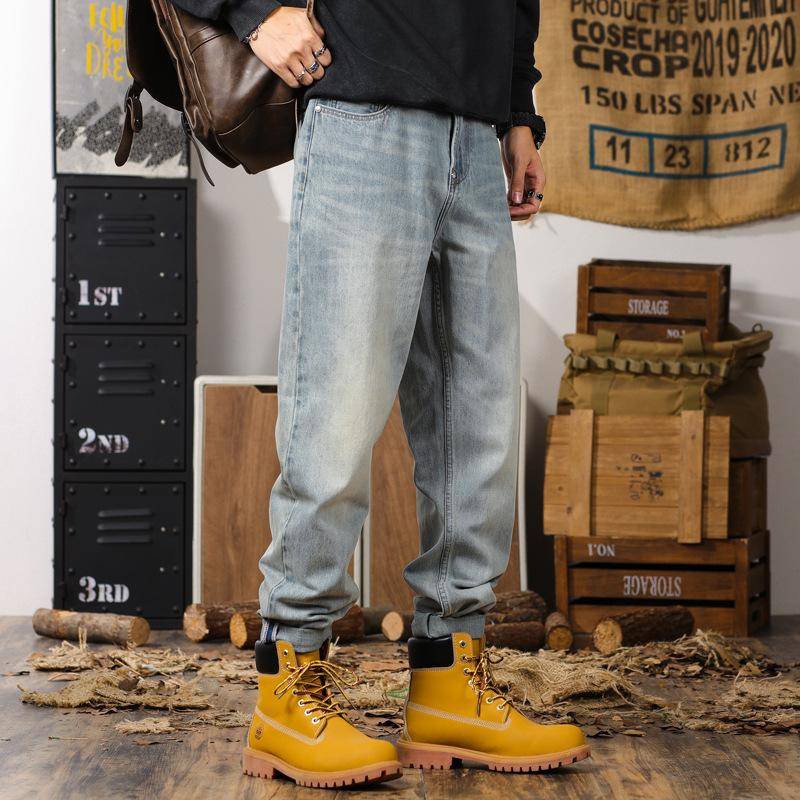 Haremjeans Herren Herbst Baumwolle Gerade Haremhose Herren Herbst Amerikanische Modemarke Jeans Herren Herbst Winter 38 blau von Joom DACH