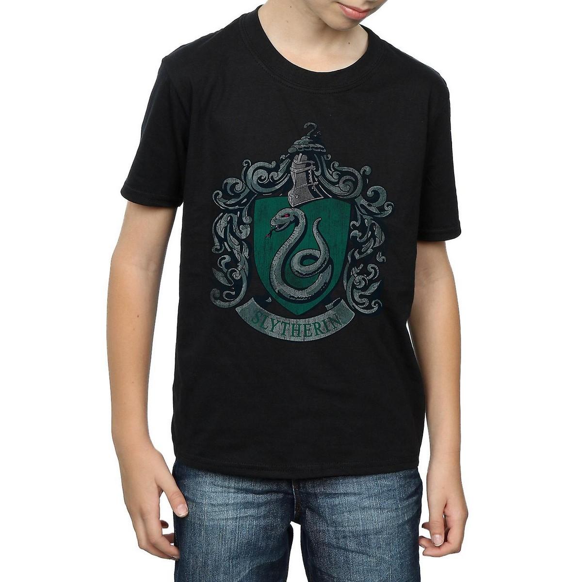 Harry Potter Slytherin Distressed Baumwoll-T-Shirt für Jungen 9-11 Years schwarz von Joom DACH