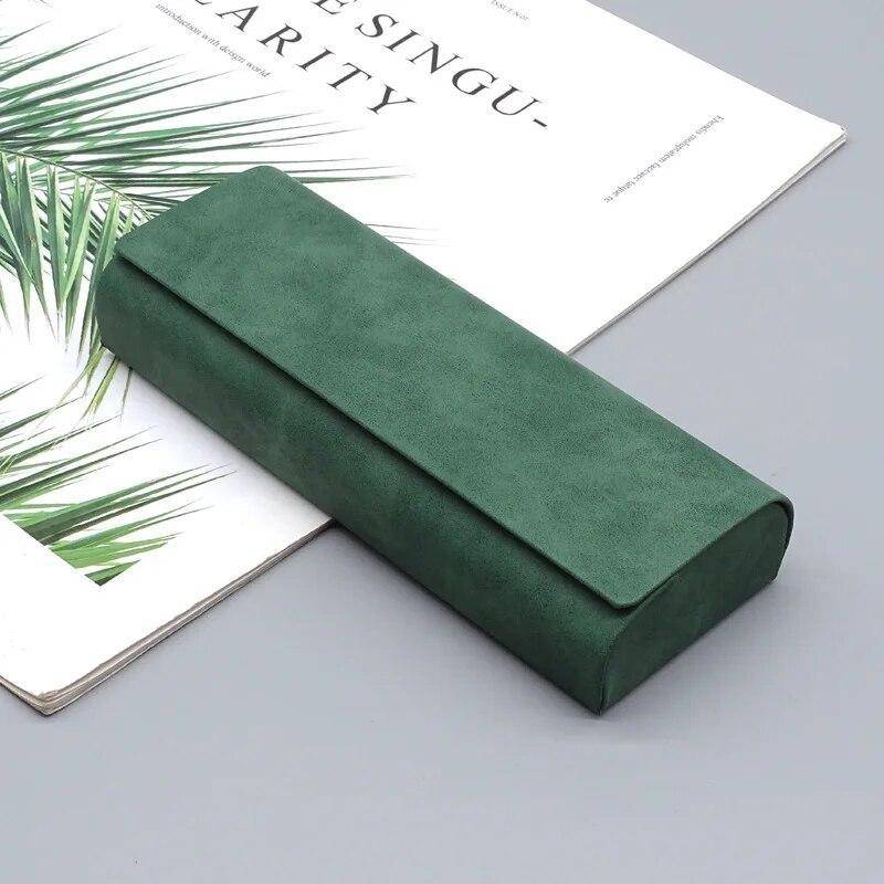 Hartschalen-Brillenetui für Herren und Damen, Brillenetui aus PU-Leder, tragbar, Anti-Extrusions-Sonnenbrillen-Aufbewahrungsbox, faltbare Brillentasche grün von Joom DACH