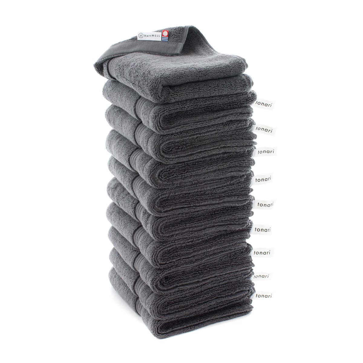 Hartwell Imabari Handtuch Mein Hotel Handtuch Gesichtstuch Hotelhandtuch Einfach Schlicht mit Schlaufe Farbiges Handtuch 10er Set Dunkelgrau dunkelgraue von Joom DACH