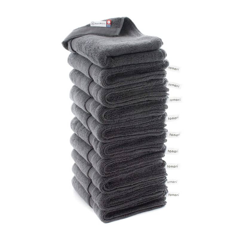 Hartwell Imabari Handtuch Mein Hotel Handtuch Gesichtstuch Hotelhandtuch Einfach Schlicht mit Schlaufe Farbiges Handtuch 10er Set Dunkelgrau dunkelgraue von Joom DACH