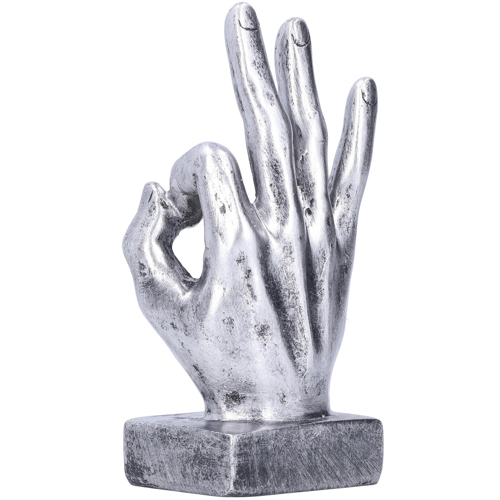 Harz Finger Statue OK Geste Skulptur Desktop Ornamente Zuhause Retro DekorationSilber silber von Joom DACH