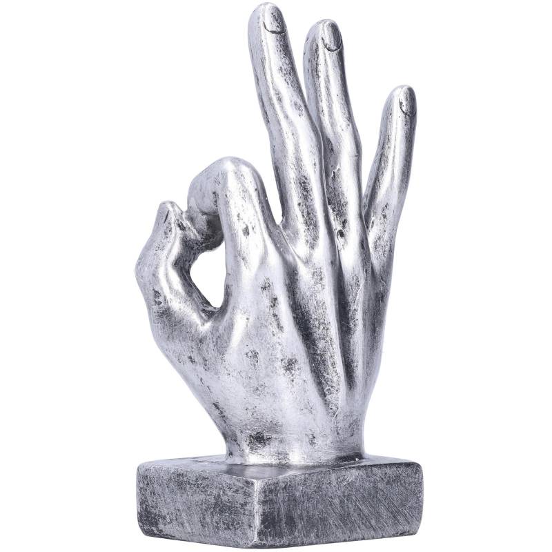 Harz Finger Statue OK Geste Skulptur Desktop Ornamente Zuhause Retro DekorationSilber silber von Joom DACH