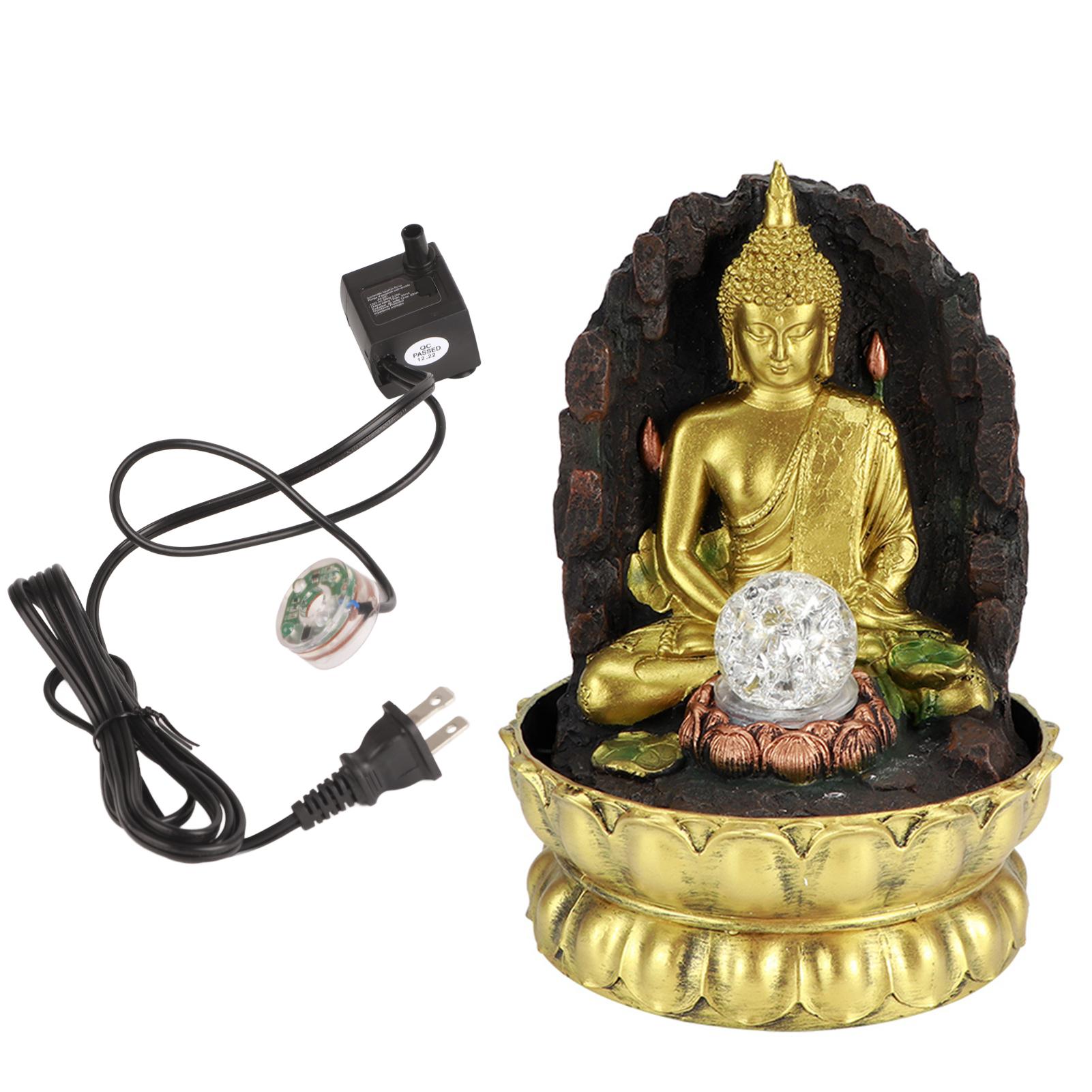 Harz Wasser Brunnen Ornamente Meditieren Buddha Statue LED Beleuchtete Tabletop Brunnen Hause von Joom DACH