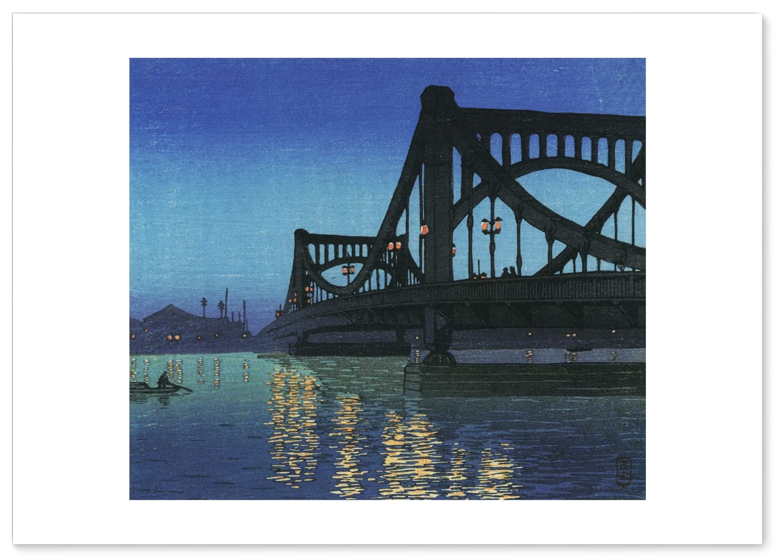 Hasui Kawase Poster-Reproduktion auf Kiyosu-A2-Größe in Innenmalerei, Kunst-Tapeten-Poster „Evening Bridge“ [Made in Japan] [Für Tapeten] von Joom DACH