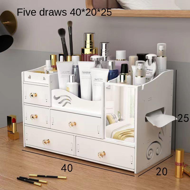 Haushalt Mehrschichtige Schmuckschatulle Große Kapazität Kosmetikspiegel Aufbewahrungsbox Schublade Desktop mit Spiegel Kosmetik Aufbewahrungsbox von Joom DACH