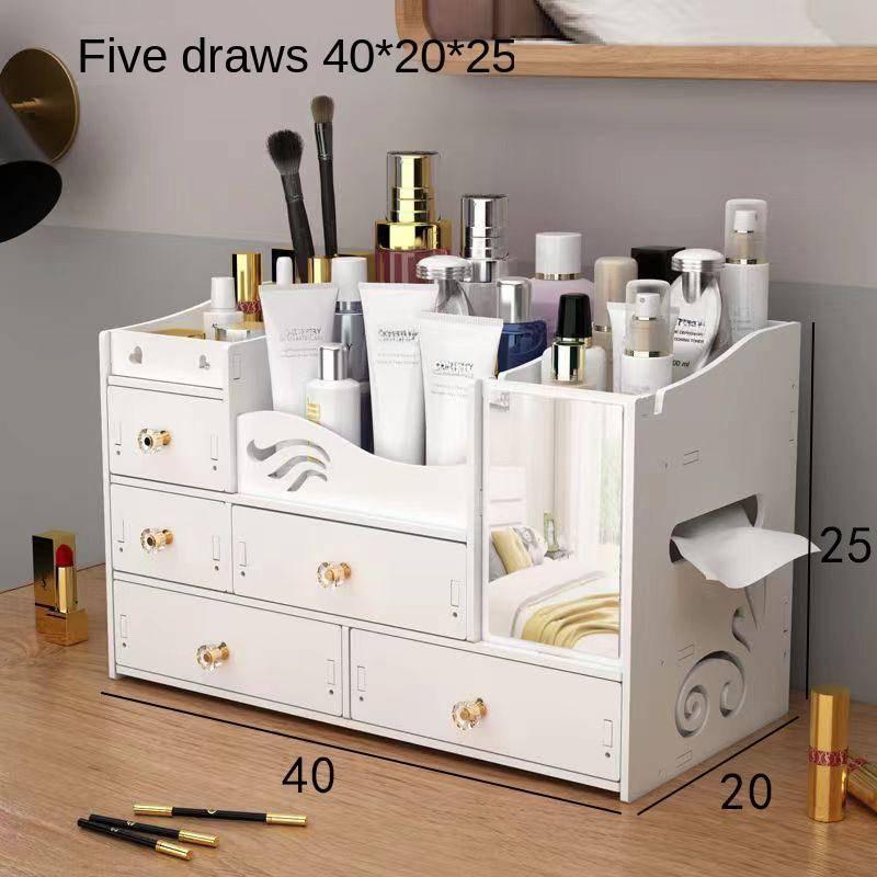 Haushalt Mehrschichtige Schmuckschatulle Große Kapazität Kosmetikspiegel Aufbewahrungsbox Schublade Desktop mit Spiegel Kosmetik Aufbewahrungsbox von Joom DACH