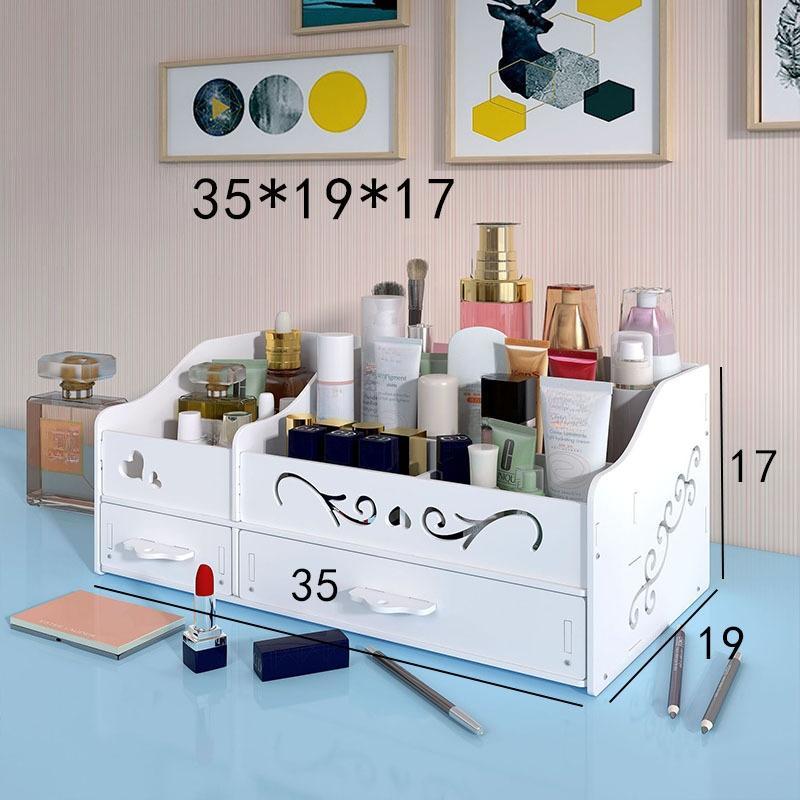 Haushalt Mehrschichtige Schmuckschatulle Große Kapazität Kosmetikspiegel Aufbewahrungsbox Schublade Desktop mit Spiegel Kosmetik Aufbewahrungsbox von Joom DACH