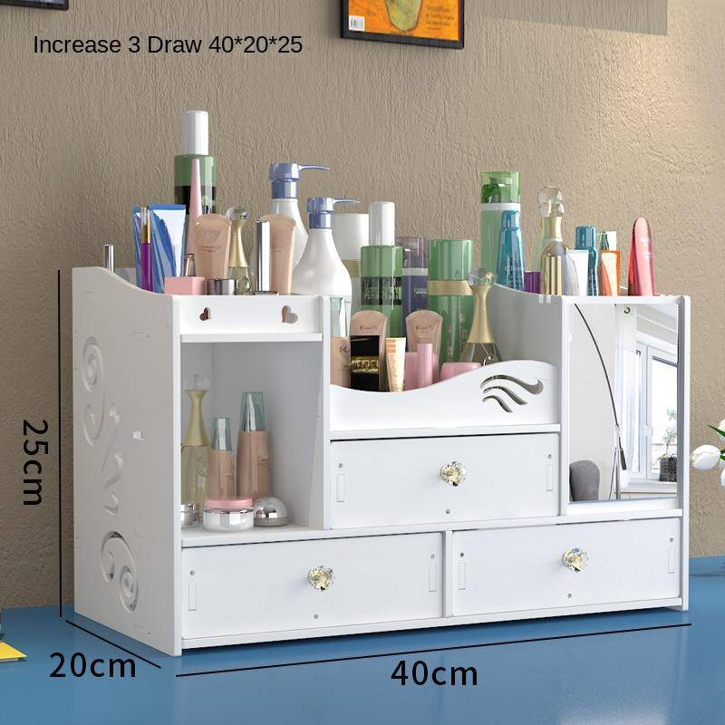 Haushalt Mehrschichtige Schmuckschatulle Große Kapazität Kosmetikspiegel Aufbewahrungsbox Schublade Desktop mit Spiegel Kosmetik Aufbewahrungsbox von Joom DACH