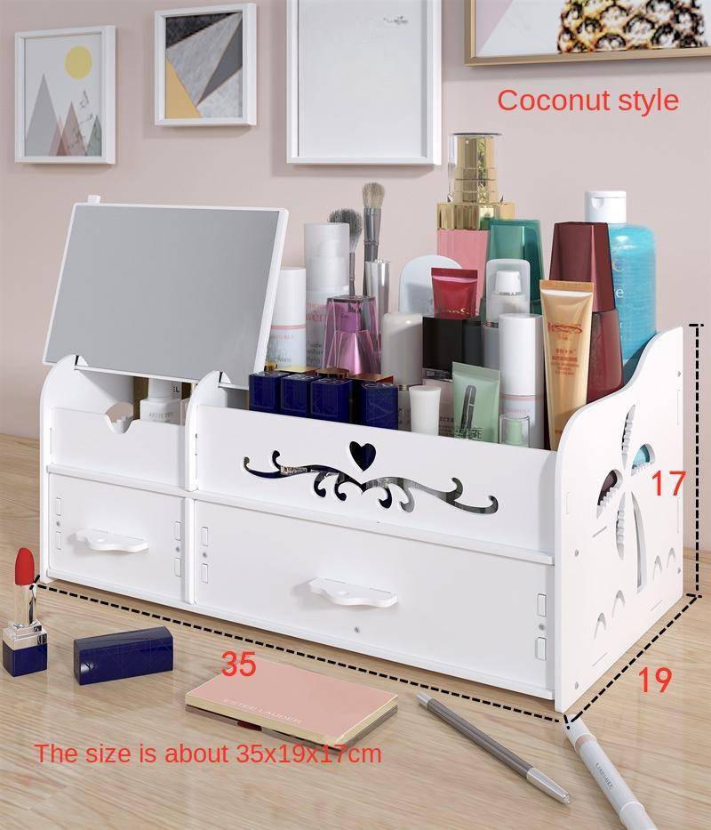 Haushalt Mehrschichtige Schmuckschatulle Große Kapazität Kosmetikspiegel Aufbewahrungsbox Schublade Desktop mit Spiegel Kosmetik Aufbewahrungsbox von Joom DACH