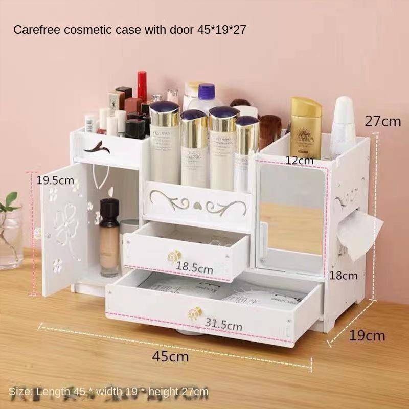 Haushalt Mehrschichtige Schmuckschatulle Große Kapazität Kosmetikspiegel Aufbewahrungsbox Schublade Desktop mit Spiegel Kosmetik Aufbewahrungsbox von Joom DACH