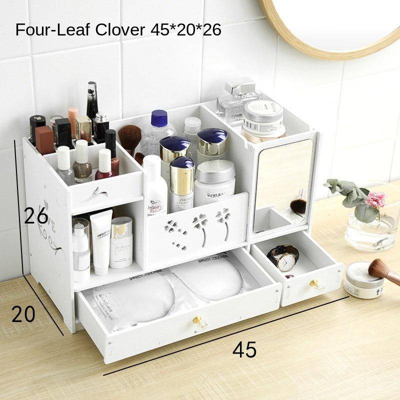 Haushalt Mehrschichtige Schmuckschatulle Große Kapazität Kosmetikspiegel Aufbewahrungsbox Schublade Desktop mit Spiegel Kosmetik Aufbewahrungsbox von Joom DACH