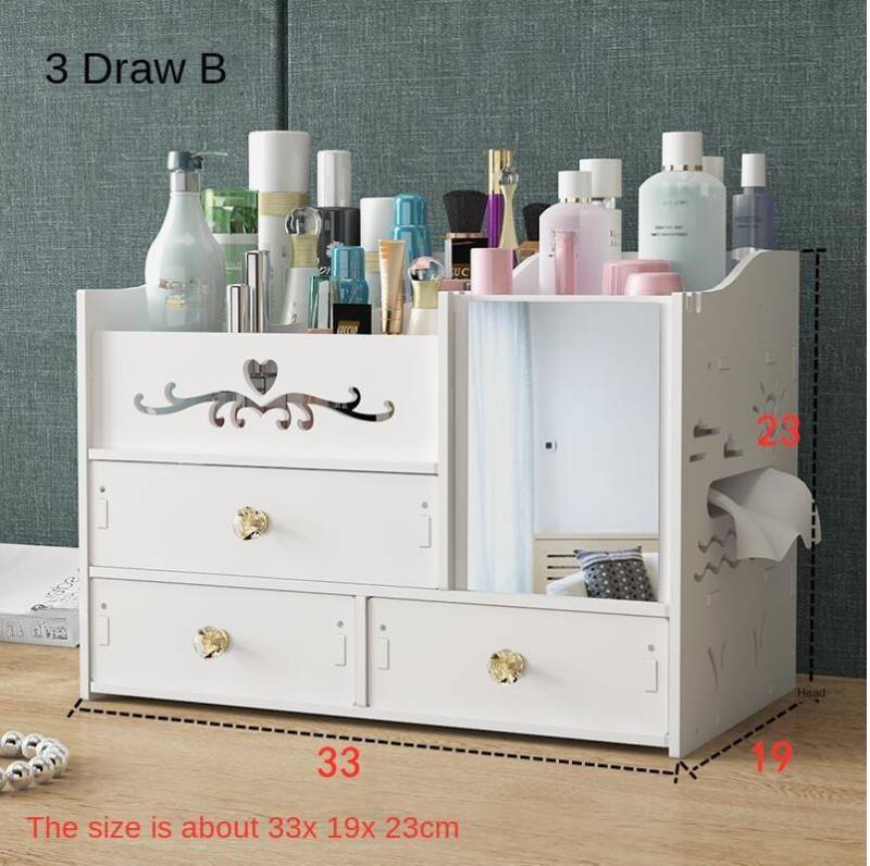 Haushalt Mehrschichtige Schmuckschatulle Große Kapazität Kosmetikspiegel Aufbewahrungsbox Schublade Desktop mit Spiegel Kosmetik Aufbewahrungsbox von Joom DACH