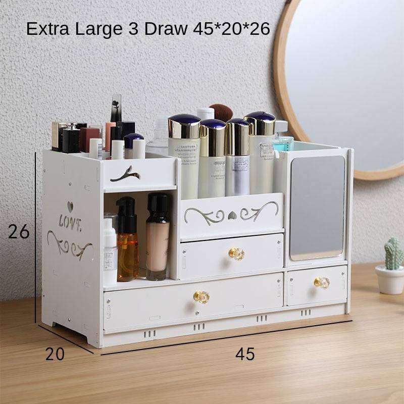 Haushalt Mehrschichtige Schmuckschatulle Große Kapazität Kosmetikspiegel Aufbewahrungsbox Schublade Desktop mit Spiegel Kosmetik Aufbewahrungsbox von Joom DACH