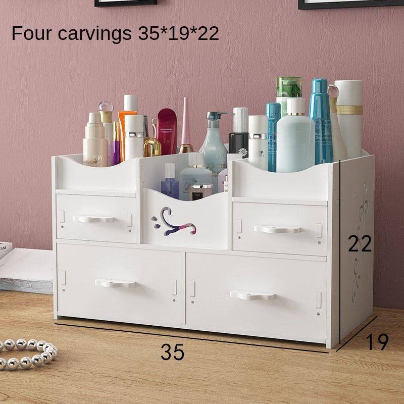 Haushalt Mehrschichtige Schmuckschatulle Große Kapazität Kosmetikspiegel Aufbewahrungsbox Schublade Desktop mit Spiegel Kosmetik Aufbewahrungsbox von Joom DACH