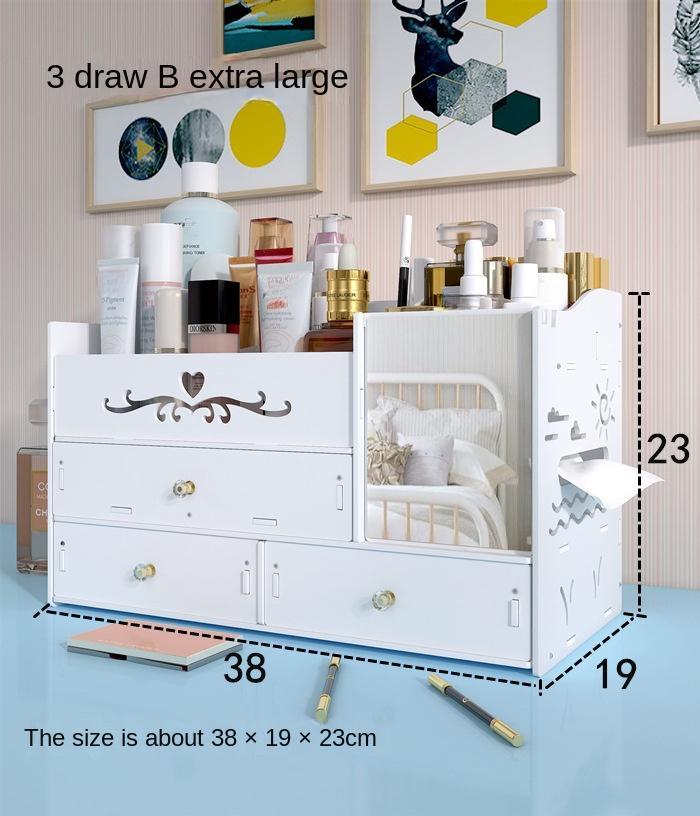 Haushalt Mehrschichtige Schmuckschatulle Große Kapazität Kosmetikspiegel Aufbewahrungsbox Schublade Desktop mit Spiegel Kosmetik Aufbewahrungsbox von Joom DACH
