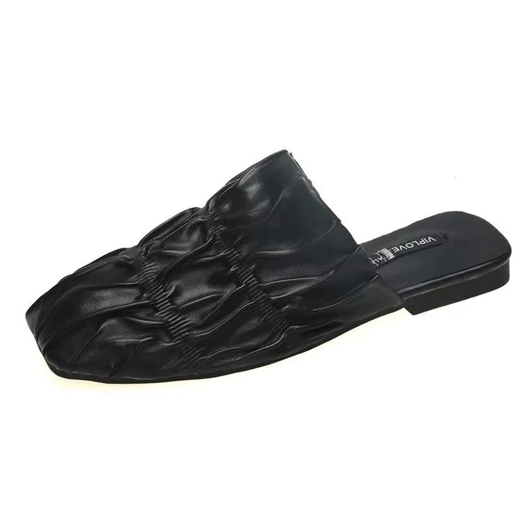 Hausschuhe Damen Sommer Flache Schuhe Damen Zehenbedeckt Luxus Pantoletten Pantoffeln Quadratisch Silber Designer Hausschuhe Lässiger Damenschuh 40 schwarz von Joom DACH