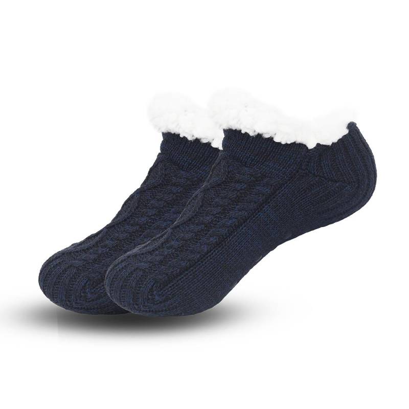 Hausschuhe Socken für Damen Herren Warme Haltesocke Rutschfest Gestrickt Dick gefüttert Gemütlich Winter Flauschige Bettschuhe Geeignet für Drinnen Zuhause Hausboden M: EUR 39-42 navy blau von Joom DACH